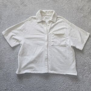 OAK + FORT Cream Button up Shirt Short Sleeve 100% Cotton Small